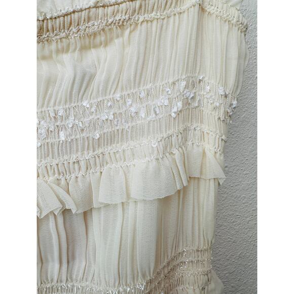 NWT House of CB Solana Ivory Sequin Pleated Tiered Maxi Dress Women’s S - Picture 4 of 15